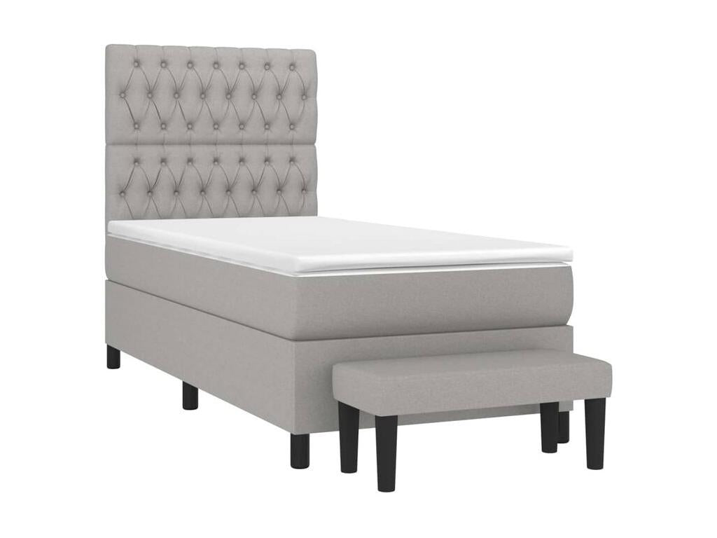 Sommier à Boislis de lit avec matelas Gris clair 90x200 Tissu TYMW50215