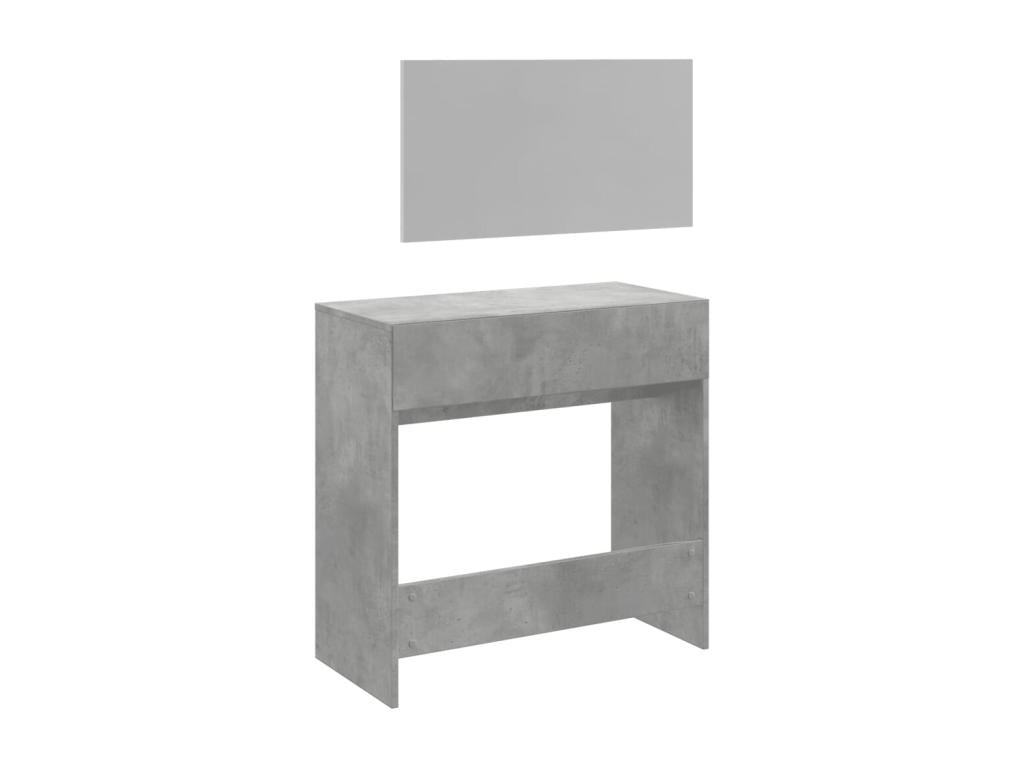 Coiffeuse avec miroir gris béton 80x39x80 cm BSGN89978
