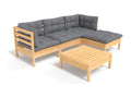 Salon de jardin 5 pcs avec coussins gris Mobenze de pin 4 WCGA94836