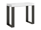 Console extensible bois et acier Boislis-Couleur Blanc-Support 2 pieds-3 rallonges fines XBXI34240