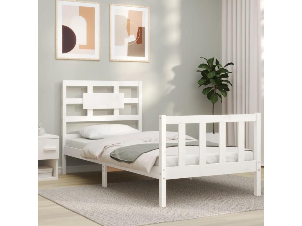 Cadre de lit sans matelas blanc bois de pin massif NMEK71879