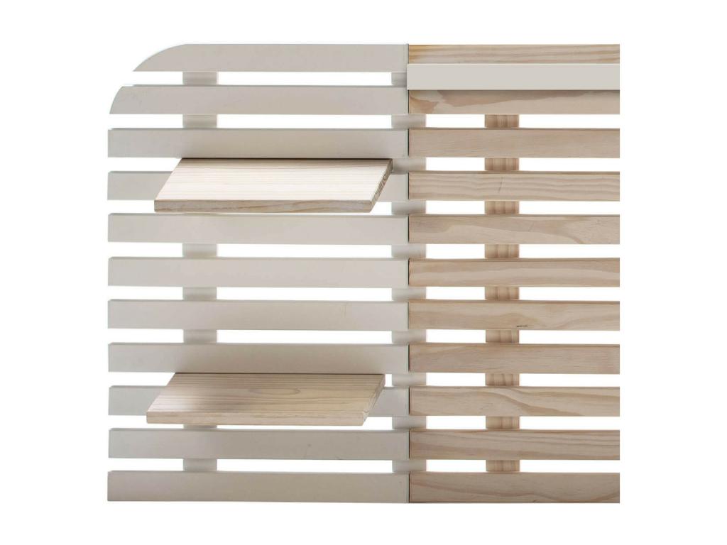 Mobenze - Tête de Lit L.240cm Mobenze Massif Naturel et Blanc ABEC32520