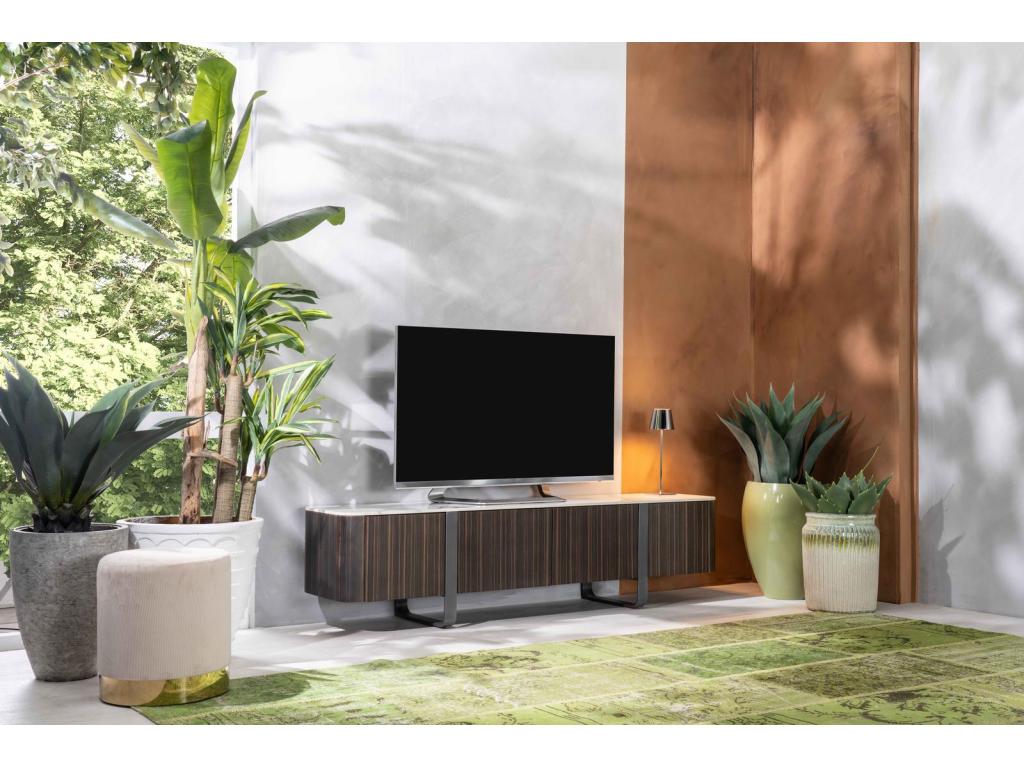 Boislis - Meuble TV 180x40 x H 45 cm en Céramique Dorée AUNB88621