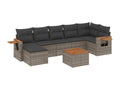 Salon de jardin 8 pcs avec coussins gris résine tressée VJLN19632