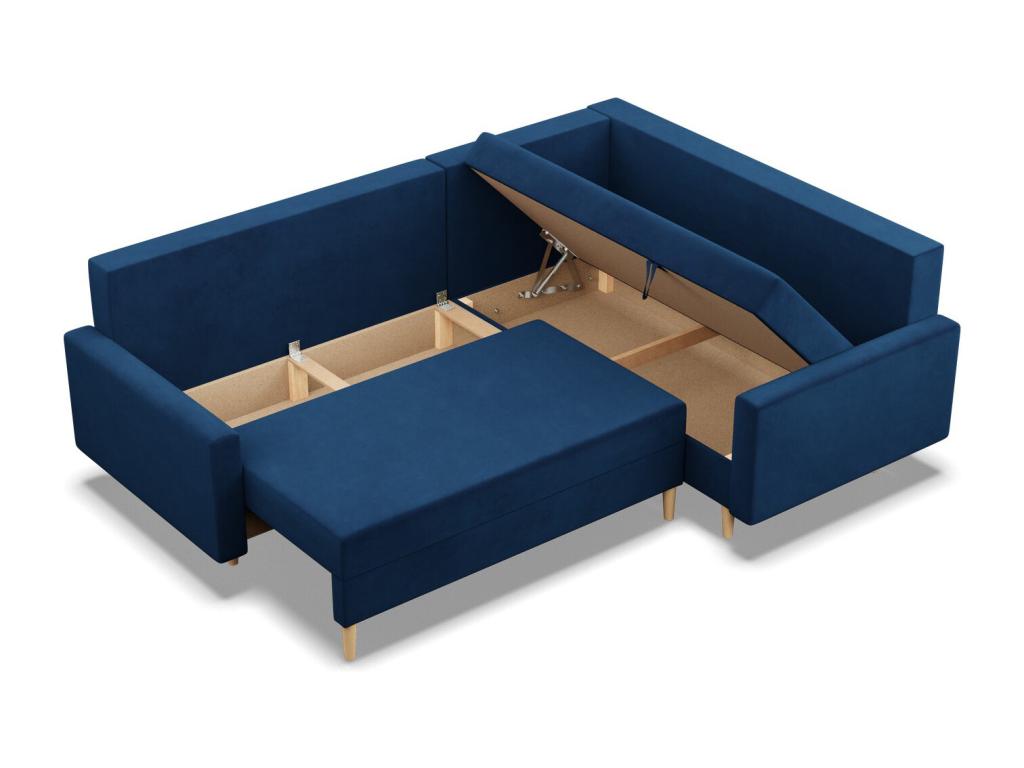 Droite Canapé d'angle avec fonction couchage Coussin réversible Bleu foncé UHGQ07049