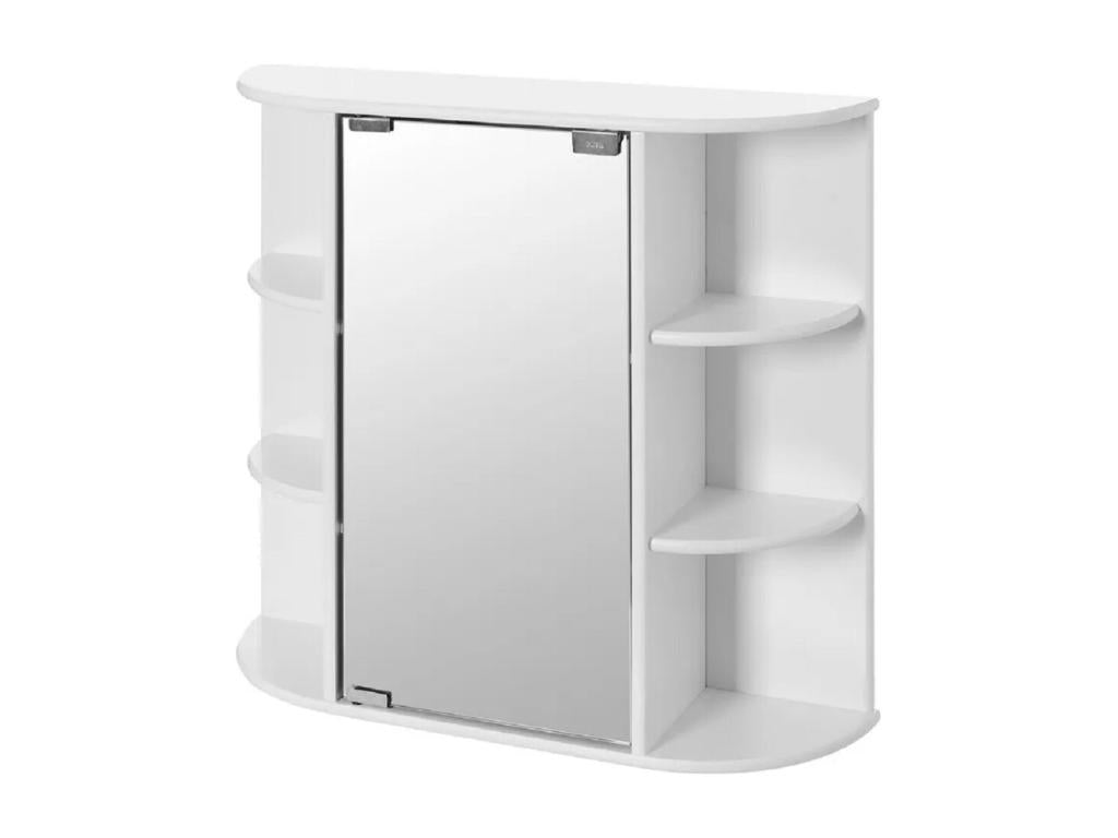 Meuble de rangement salle de bain avec miroir en MDF coloris blanc - Longueur 59 x Profondeur 16 x Hauteur 58 cm ICHQ68294