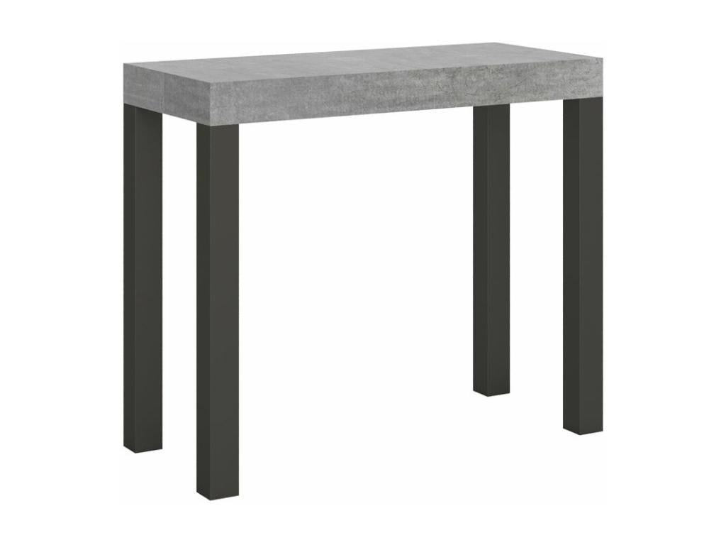 Console extensible bois et acier anthracite Luxameub 90x40-196 ou 90x40-300-Couleur Gris ciment-Pied et support sur Luxameub-5 rallonges CKZB75403