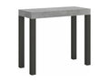 Console extensible bois et acier anthracite Luxameub 90x40-196 ou 90x40-300-Couleur Gris ciment-Pied et support sur Luxameub-5 rallonges CKZB75403