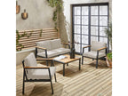 Salon de jardin Mobenze- beige- aluminium et polywood 4 places- 1 canapé- 2 fauteuils- 1 table basse YUJO06563