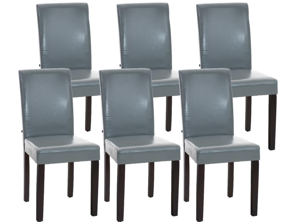 Lot de 6 chaise salle à manger - Similicuir / Mobenze - Gris - Mobenze MNEW13203