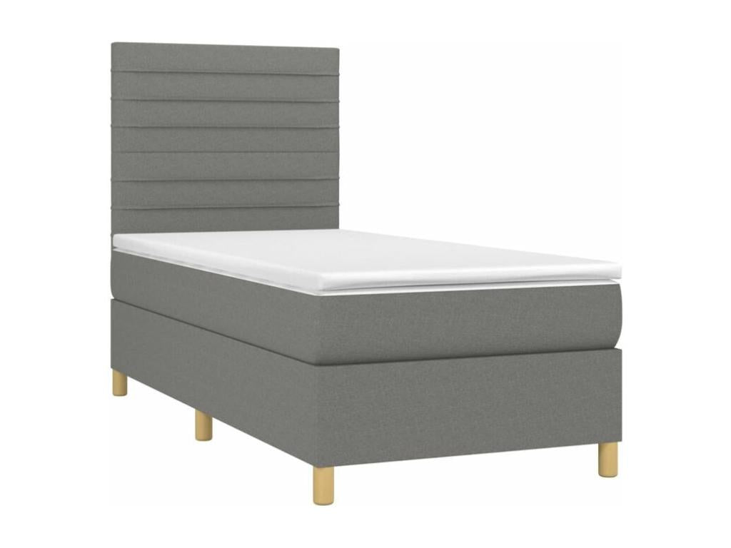Sommier à Boislis de lit avec matelas Gris foncé 100x200 Tissu MLHZ77371