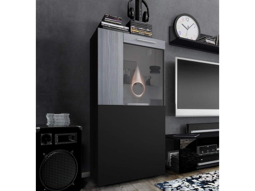 Vitrine Corps En Noir Mat/façades En Noir Mat Avec Une Bordure En Mobenze-anthracite ONQY81875