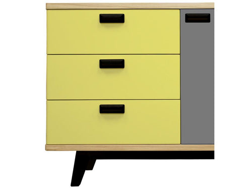 Buffet chêne blanc massif et laqué 3 tiroirs 1 porte - 130L x 48P HSEY43570