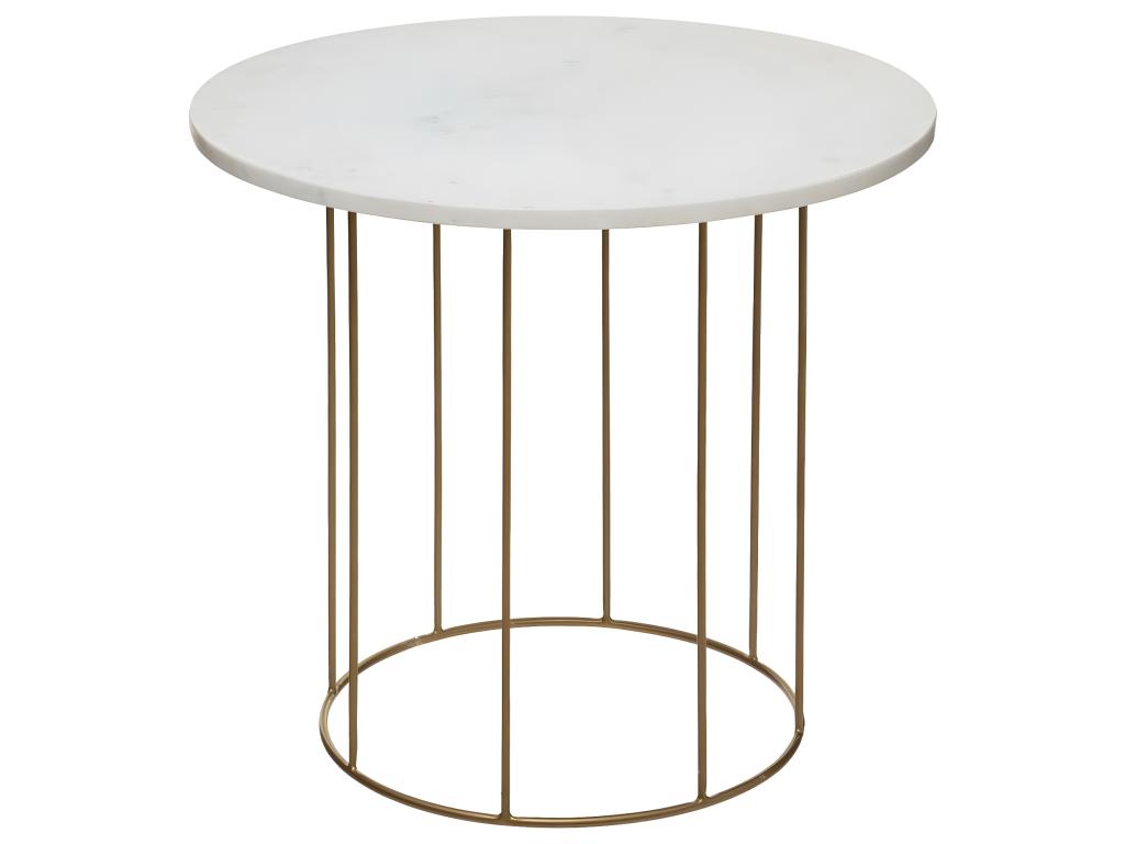 Lot de 2 Tables d'Appoint Good 60cm Blanc / Or IROK74452