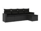 Salon de jardin 5 pièces avec coussins noir résine tressée TBPV83805