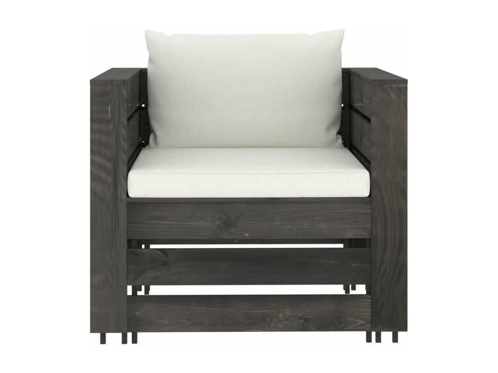 Salon de jardin 2 pièces avec coussins Bois imprégné de gris HGCM86759