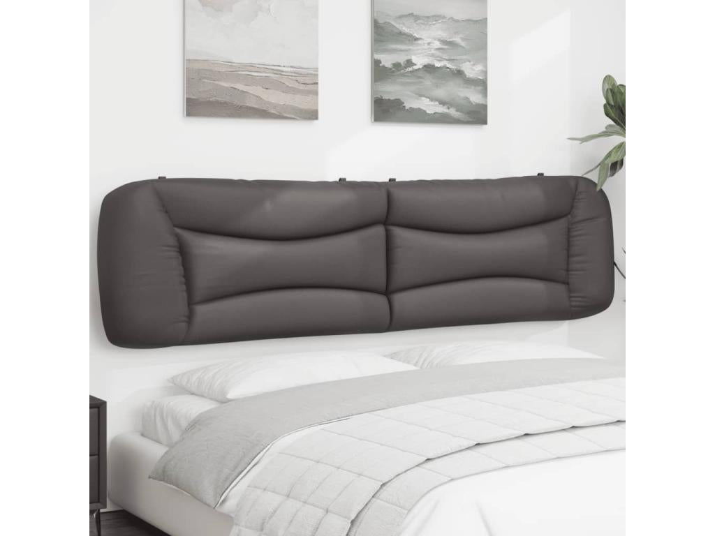 Tête de lit coussin gris 200 cm similicuir NGGW85754