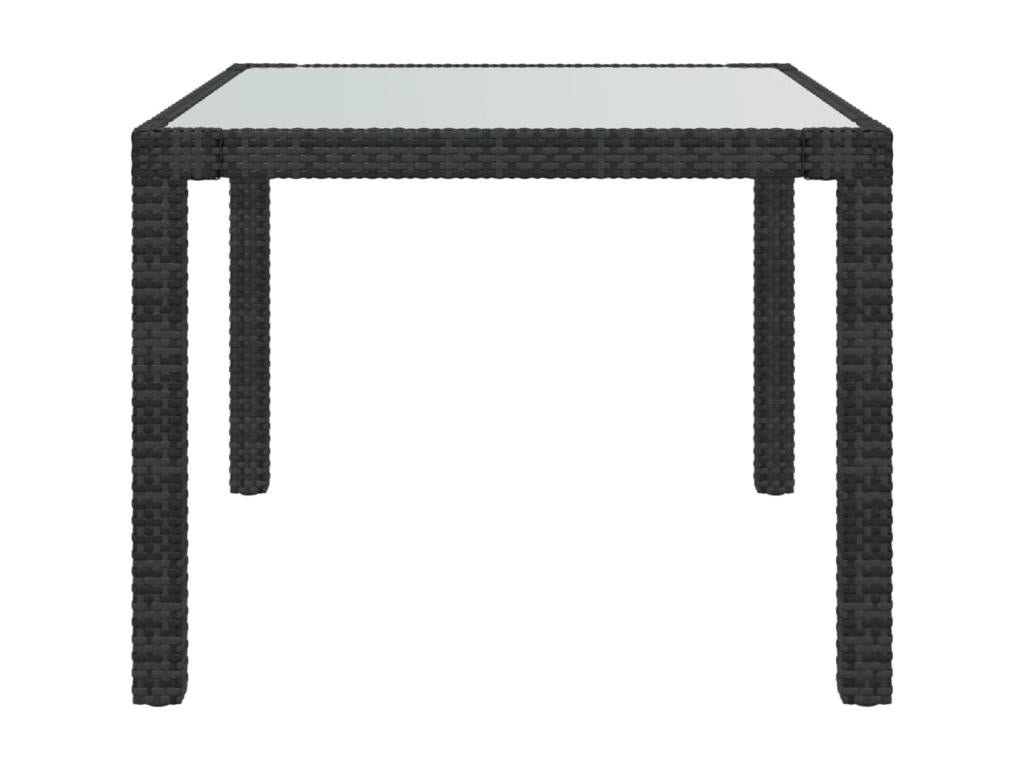 Table de jardin 90x90x75 cm Verre trempé et résine tressée Noir IRLM86832