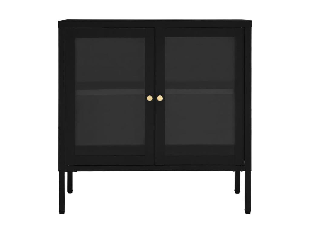 Buffet Noir 70x35x70 Acier et verre NATD38372
