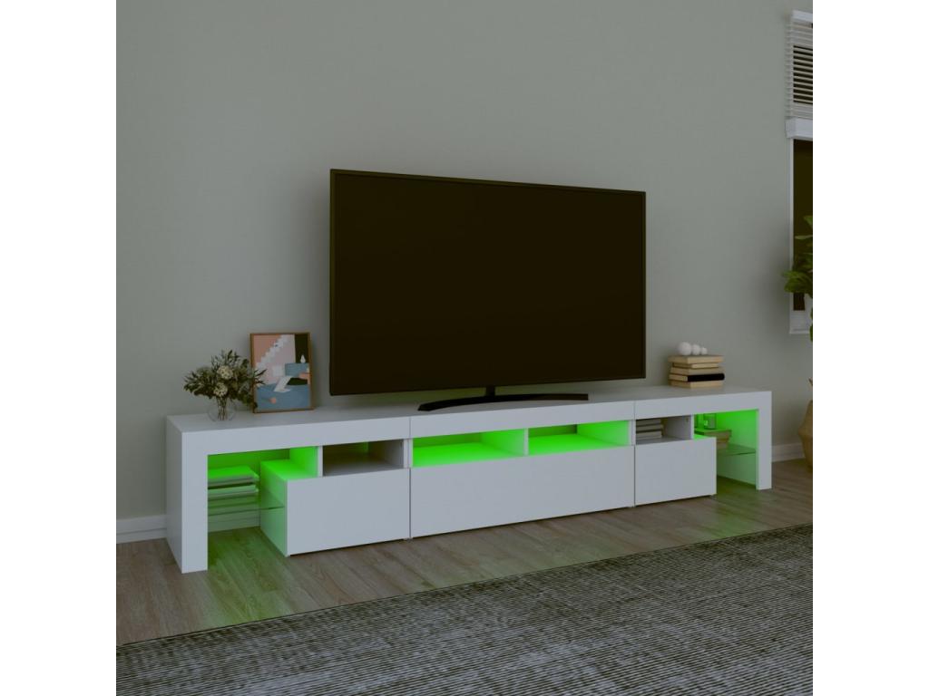 Meuble TV avec Boislisères LED Blanc 230x36,5x40 cm YEYF14087