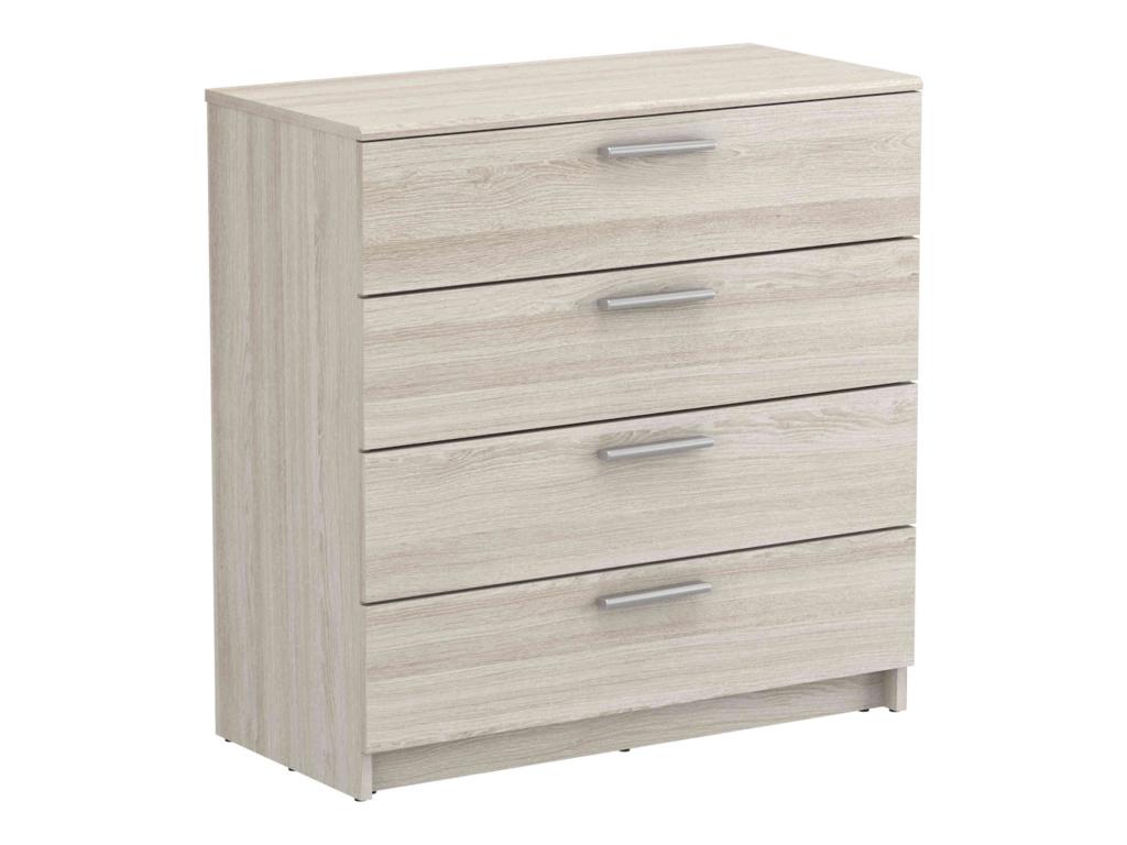 Commode 4 tiroirs en bois imitation chêne Boislis - CO180 DNTX54237