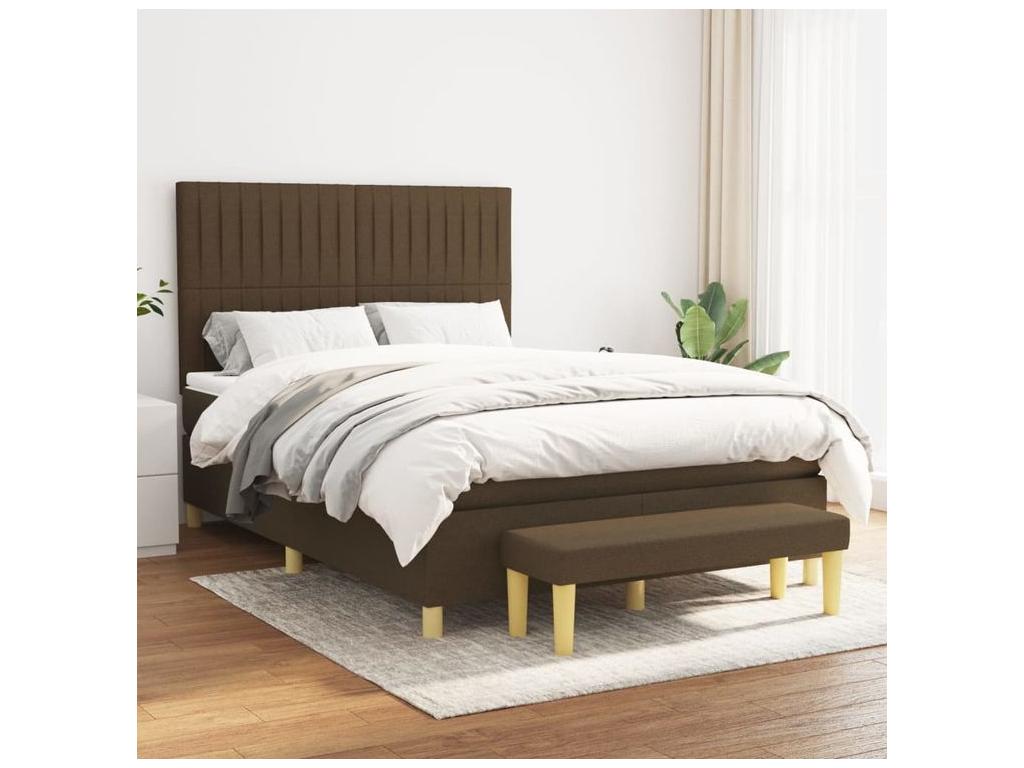 Sommier à Boislis de lit avec matelas Marron foncé 140x190 LRUT62028