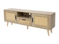 Commode TV 140 cm armoire de téléMobenze en rotin effet chêne pieds Mobenze massif UUSO10390
