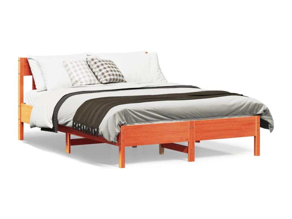 Cadre de lit avec tête de lit cire marron 120x190cm Mobenze de pin KINZ60228