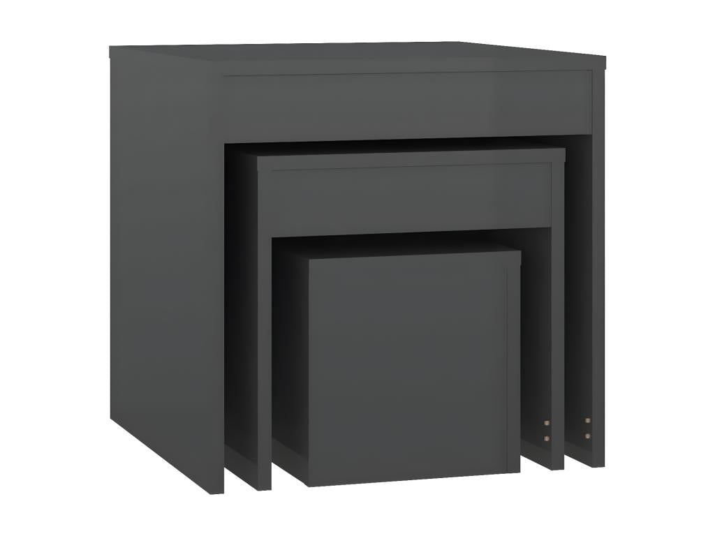 Tables gigognes 3 pcs Gris brillant Bois d'ingénierie LJYZ72233