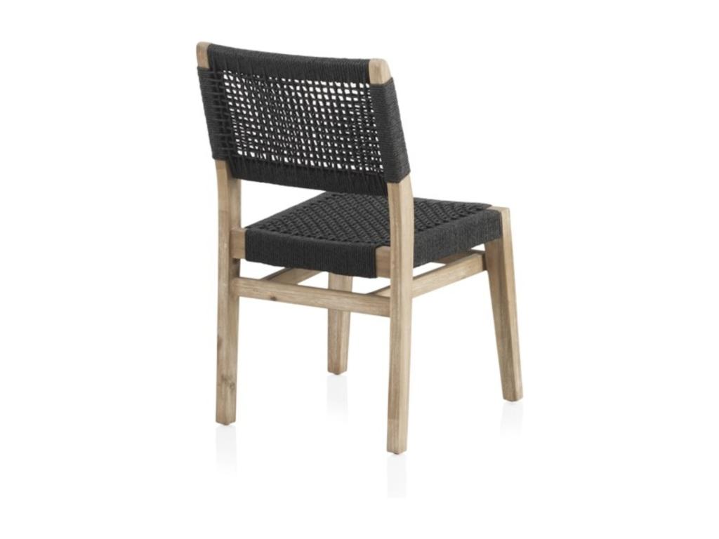 Lot de 4 chaises en Boislis avec tressage en corde grise JLXP84337