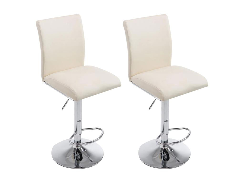 Lot de 2 Tabouret de bar - Similicuir / Noir - Crème - Köln WXZB43740