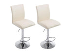 Lot de 2 Tabouret de bar - Similicuir / Noir - Crème - Köln WXZB43740