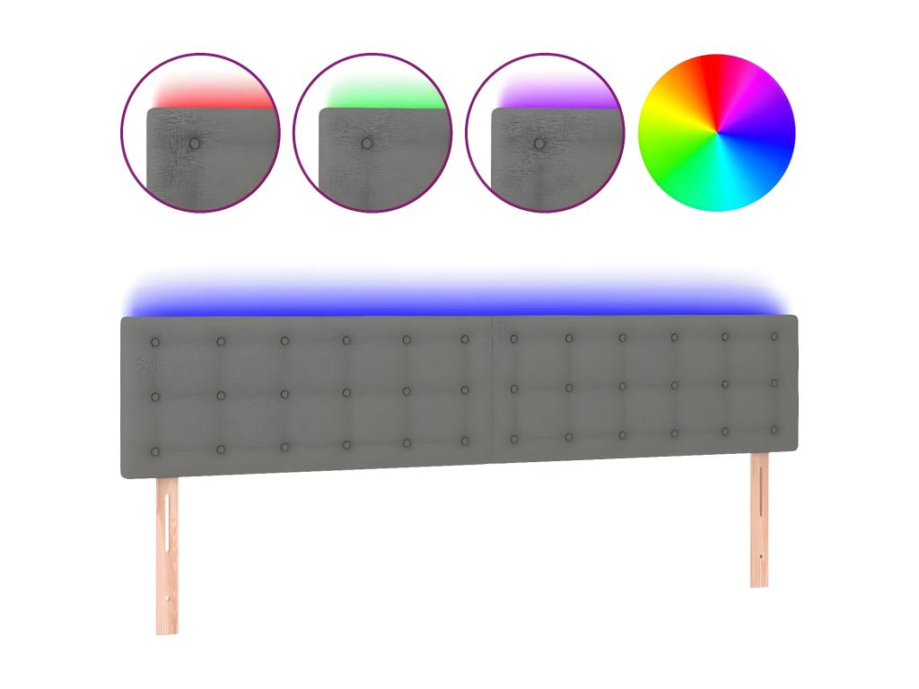 Tête de lit à LED Gris foncé 180x5x78/88 cm Tissu OWPN50772