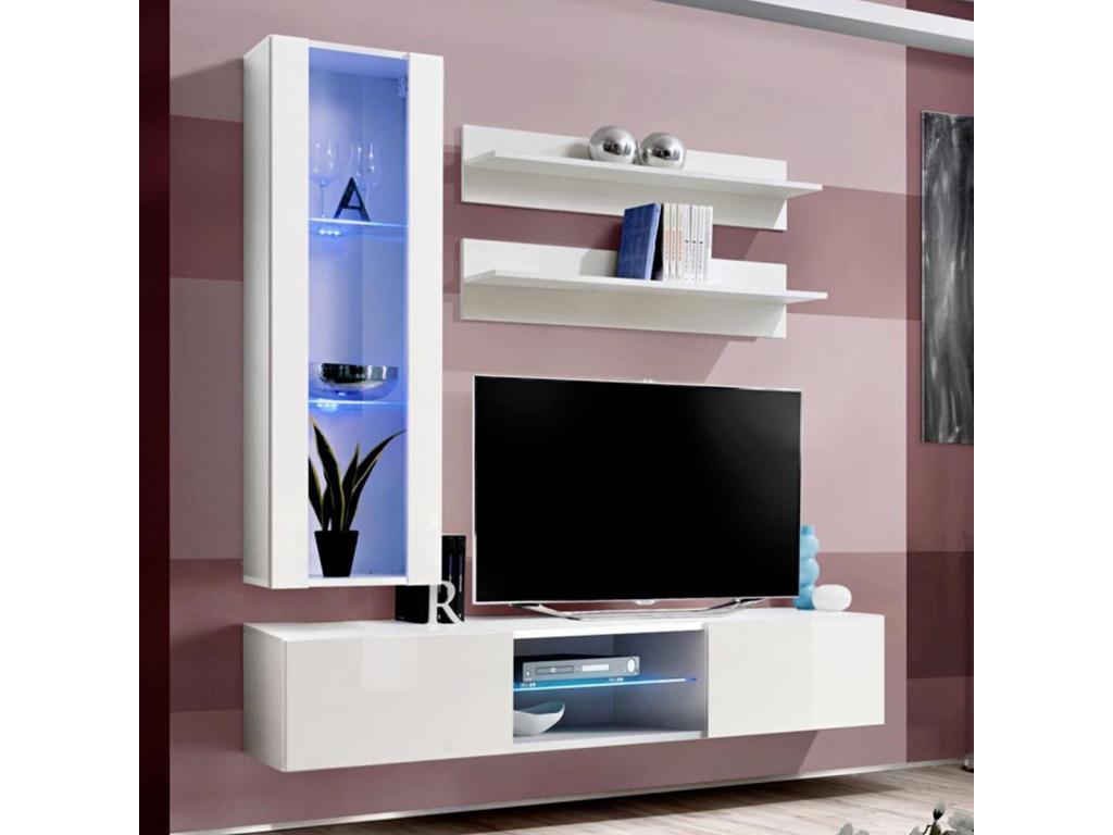 Meuble TV Mural Design Fly XIX 170cm Blanc LYRT21984