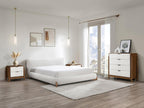 Lit 160x200 cm - Tissu Mobenze - Blanc et naturel - Mobenze WRGK33480