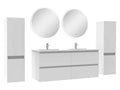 Ensemble meubles Salle de Bain avec colonne miroir rond mural 120cm meuble blanc BDZQ54640