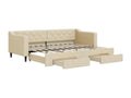 Lit de jour avec gigogne et tiroirs crème 80x200 cm tissu NLGK22543