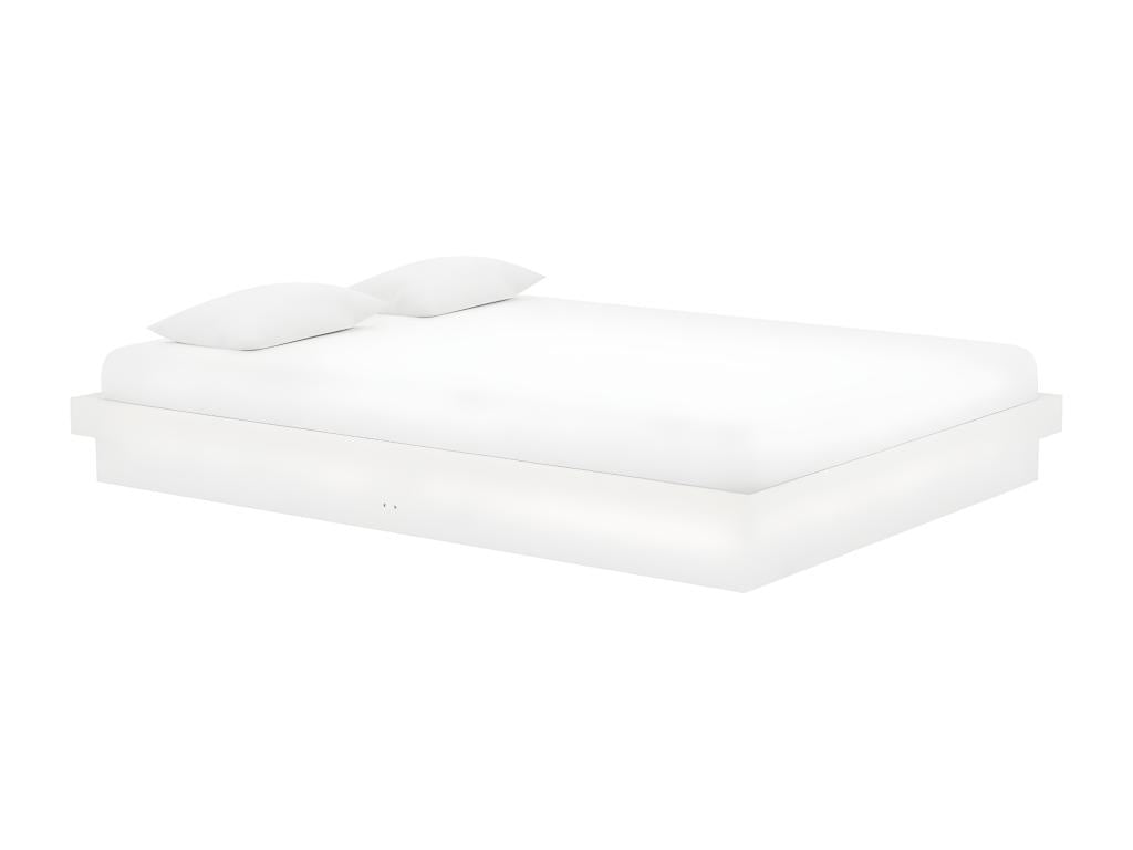 Cadre de lit sans matelas blanc bois massif 140x190 cm JECN02768