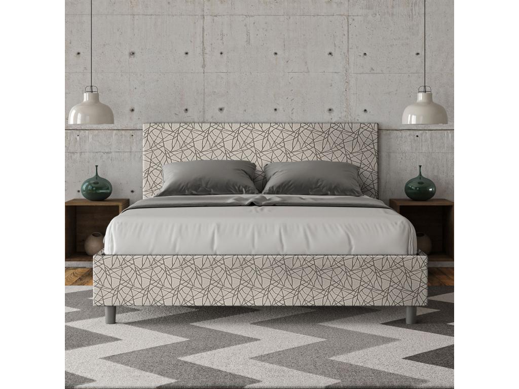 Lit coffre rembourré 160x200 tissu Mobenze 02 gris Mobenze STYN95469