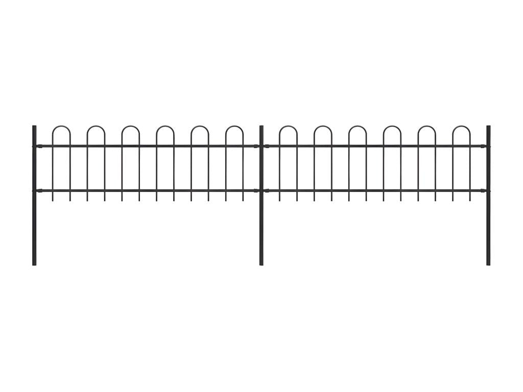 Clôture de jardin avec dessus en cerceau Acier 3,4x0,6 m Noir TUFJ11533