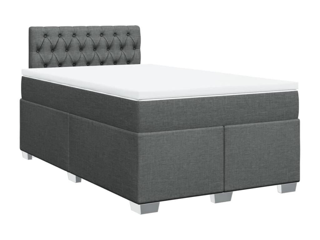 Sommier à Boislis de lit avec matelas gris foncé 120x190cm tissu CPTV23370