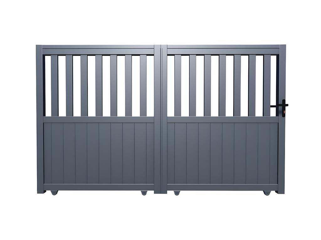 Portail coulissant aluminium semi ajouré L401 x H149 cm anthracite Mobenze II ORHV06317