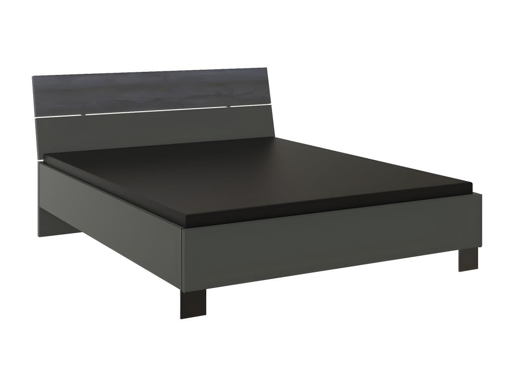 Chambre à coucher complète adulte lit 160x200 cm 2 chevets armoire coloris gris foncé NCOK70034