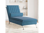 Chaise longue de massage avec traversin bleu velours FEGU47556