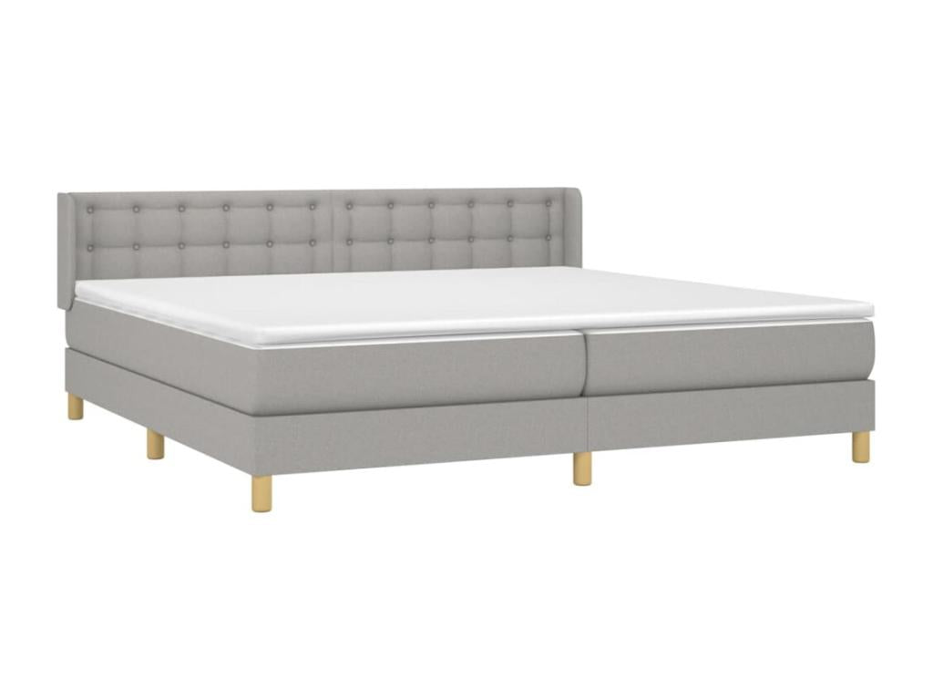 Lit à sommier tapissier avec matelas Gris clair 180x200cm Tissu IJLC09389