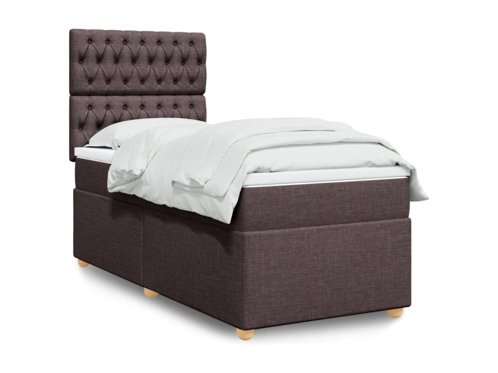 Sommier à Mobenze de lit avec matelas Marron foncé 100x200 cm EIRQ17335