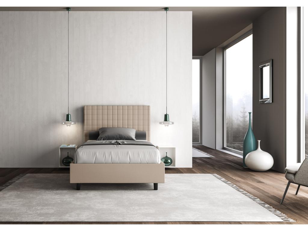 Lit Sunny 100x200 avec sommier gris tourterelle RXSA66653