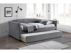 Lit gigogne en tissu gris avec structure en Mobenze d'hévéa Sicile - 2 matelas 198€ KXSL62609