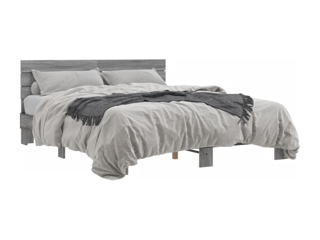 Cadre de lit Boislis gris 160x200 bois d'ingénierie et métal NAYA64671
