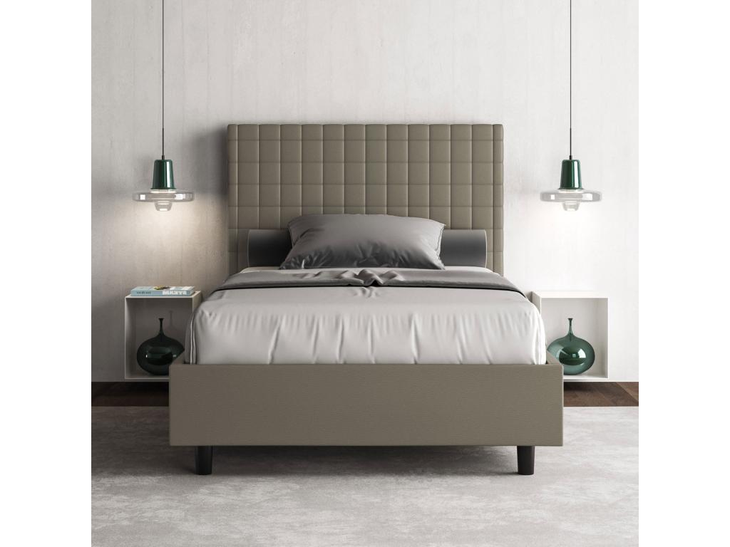 Lit 1 place et demi coffre rembourré 120x200 similicuir cappuccino Sunny ACHR53863